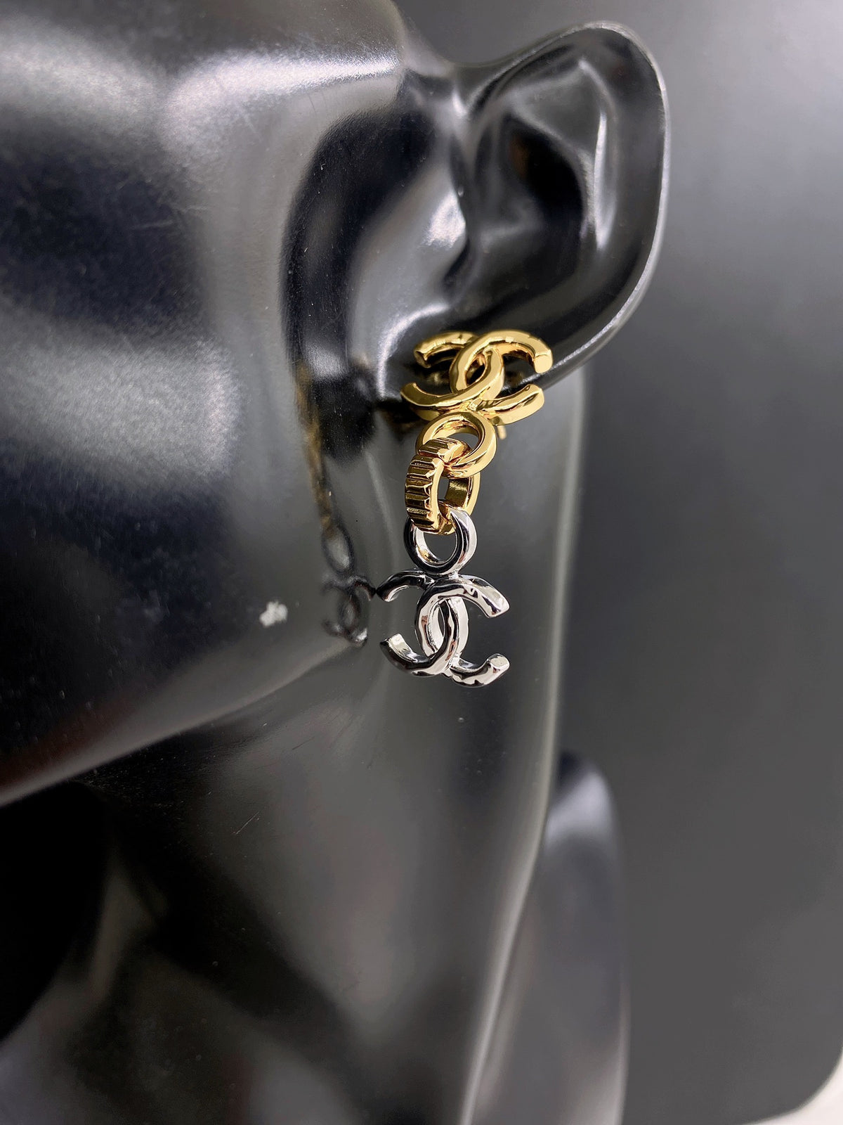 Signature Emblem Statement Earrings in Gold-Tone – Design 009 front product view