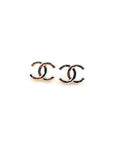 Signature Emblem Stud Earrings in Gold-Tone – White Detail – Design 002 main product view