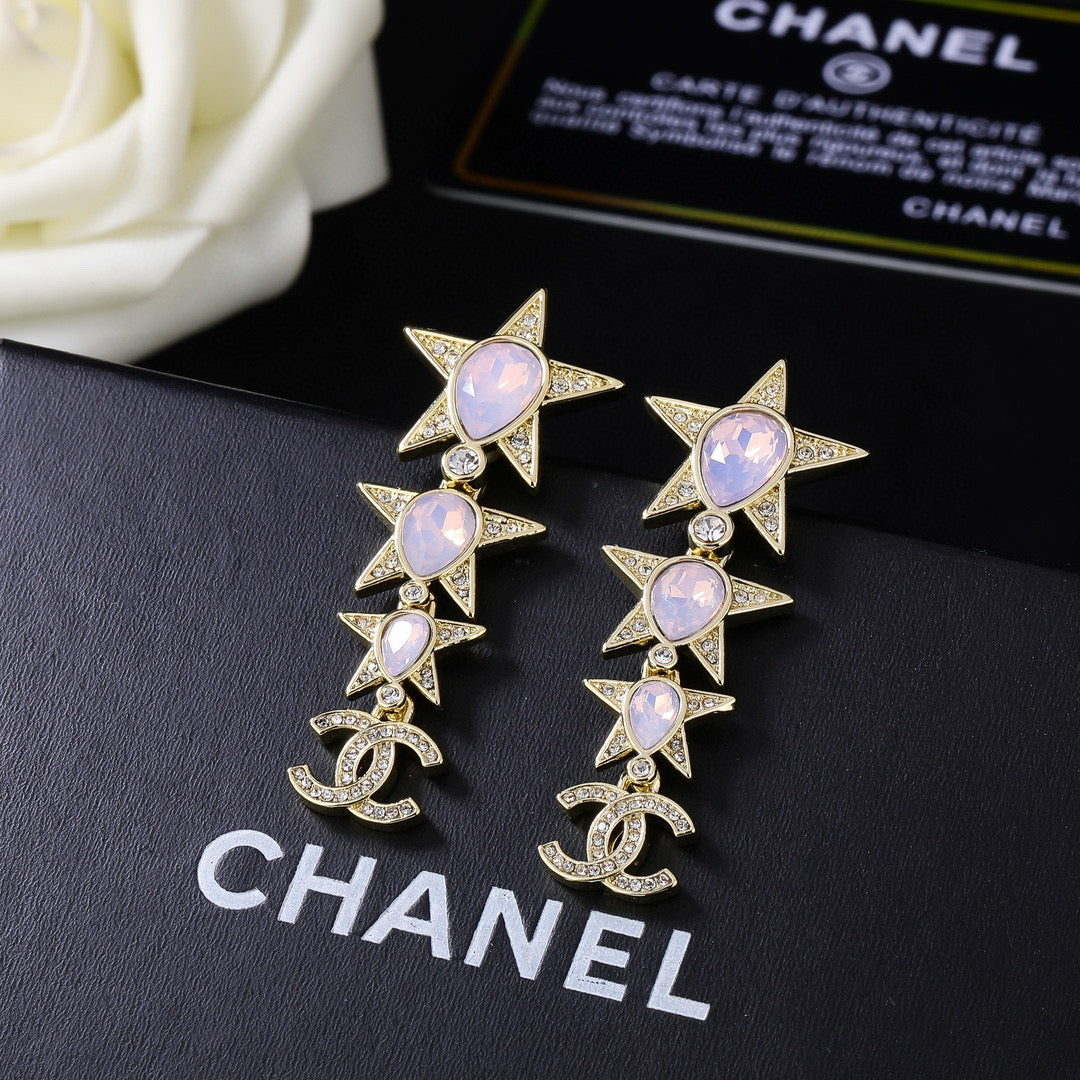 Double-C Emblem Crystal-Accent Statement Earrings – Design 030 main product view