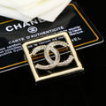 Double-C Emblem Brooch in Polished Metal-Tone – Design 057 main product view