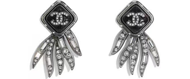Double-C Emblem Stud Earrings in Gold-Tone – Design 033 detail view