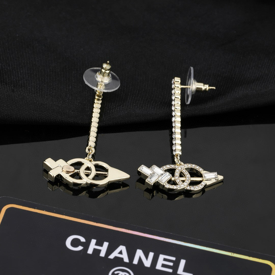Signature Emblem Statement Earrings in Polished Metal-Tone – Design 042 main product view