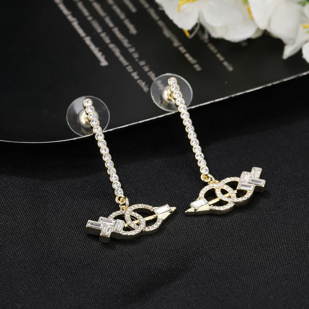 Signature Emblem Statement Earrings in Polished Metal-Tone – Design 042 styled product view