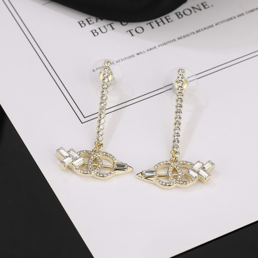 Signature Emblem Statement Earrings in Polished Metal-Tone – Design 042 front product view