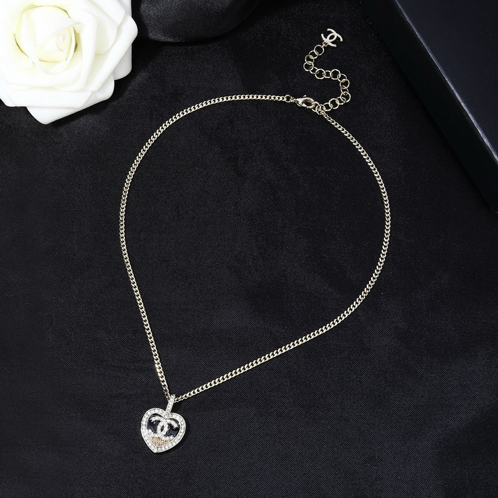 Double-C Emblem Pendant Necklace in Gold-Tone – Design 008 main product view