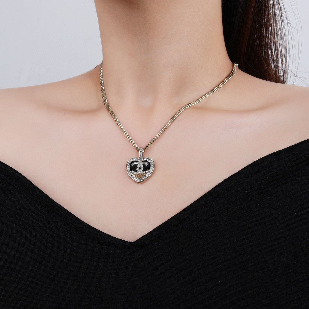 Double-C Emblem Pendant Necklace in Gold-Tone – Design 008 front product view