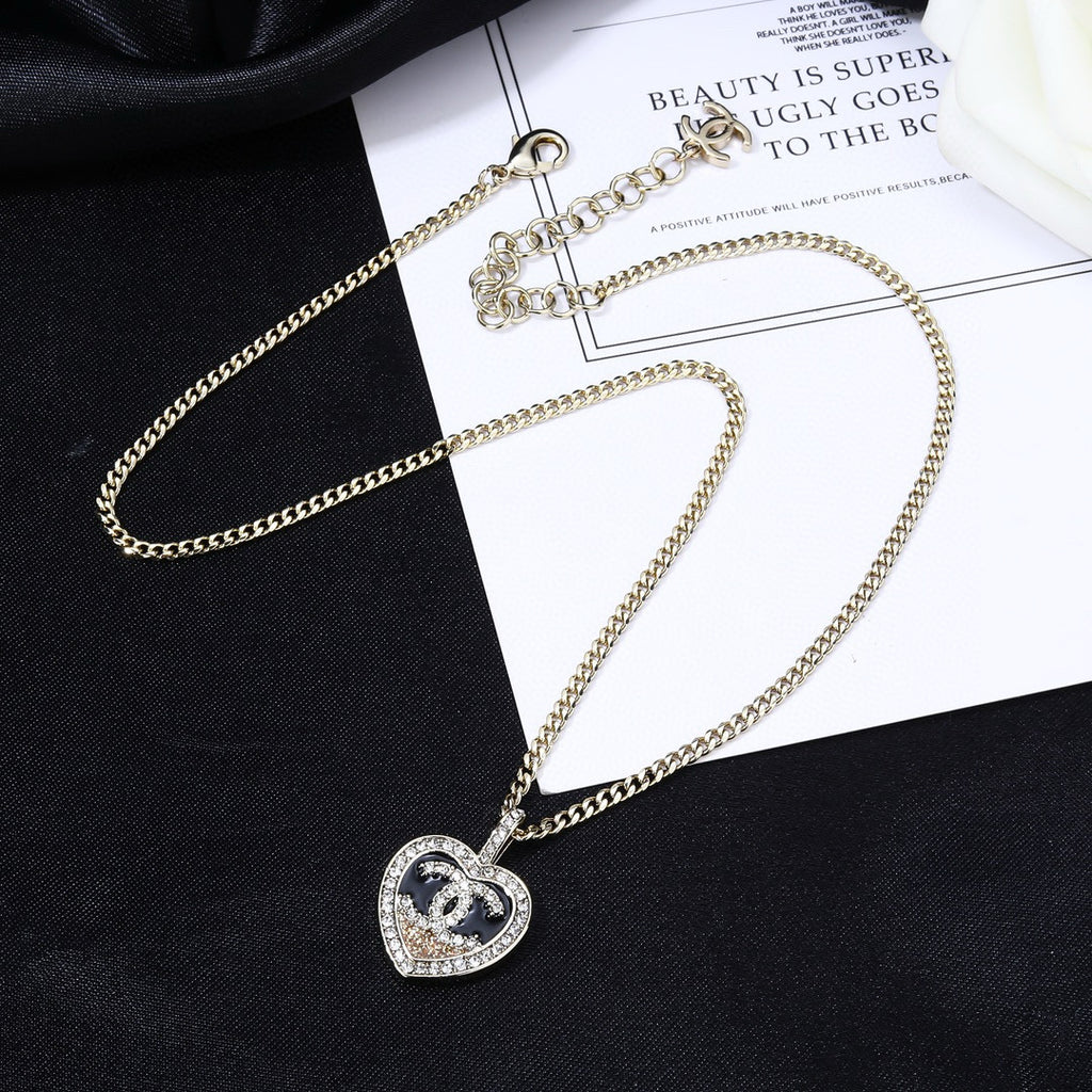 Double-C Emblem Pendant Necklace in Gold-Tone – Design 008 styled product view