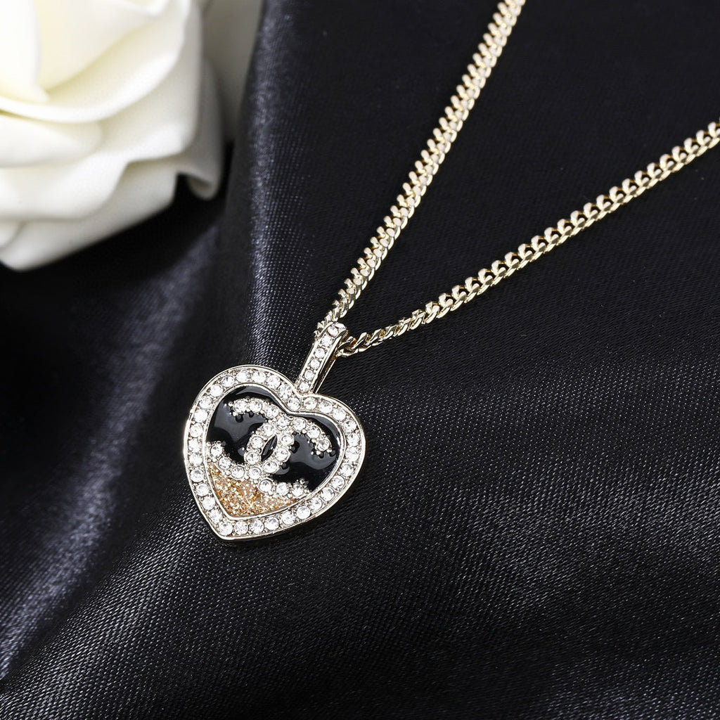 Double-C Emblem Pendant Necklace in Gold-Tone – Design 008 close-up detail