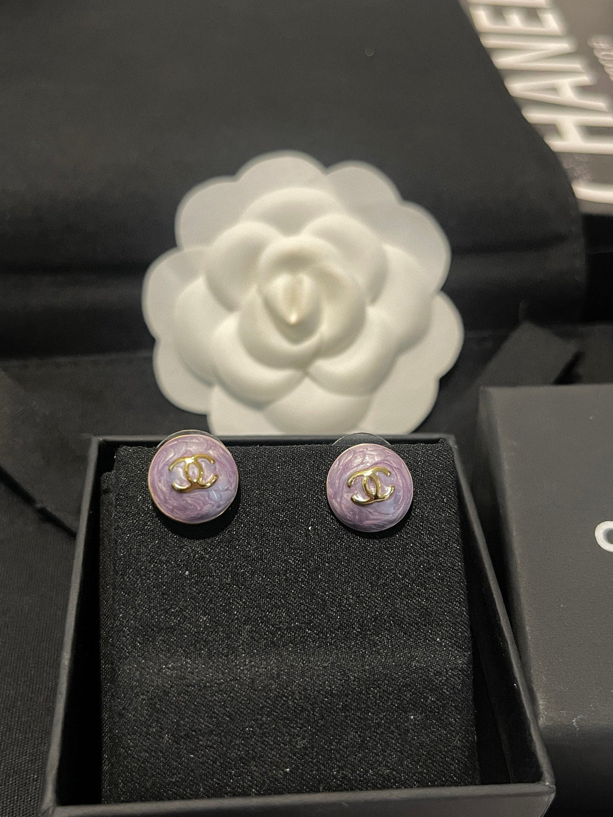 Round Stud Earrings in Polished Metal-Tone – Design 003 styled product view