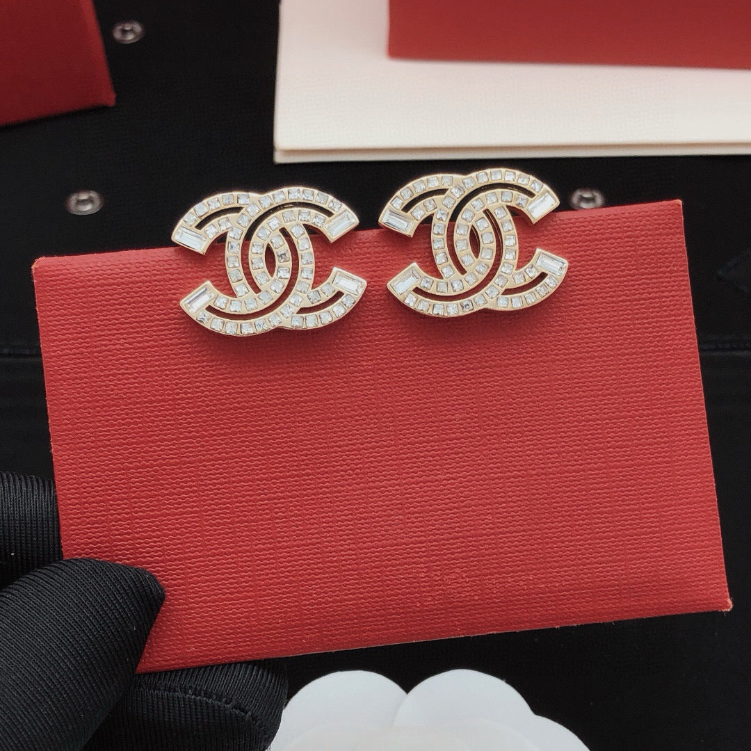 Signature Emblem Crystal-Accent Stud Earrings – Design 014 styled product view