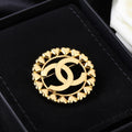Double-C Emblem Brooch in Polished Metal-Tone – Design 060 main product view