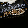 Double-C Emblem Brooch in Polished Metal-Tone – Design 058 main product view