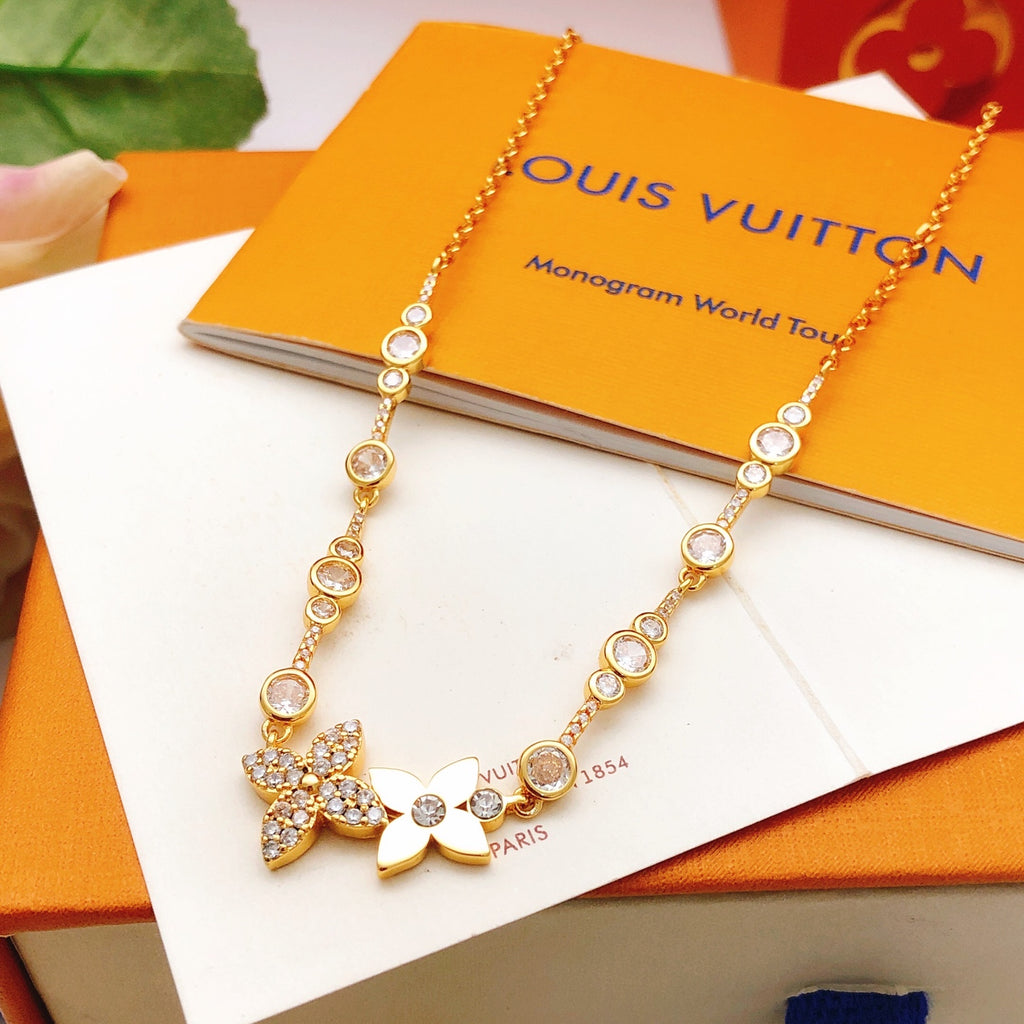 Floral Pendant Necklace in Gold-Tone – Design 002 main product view