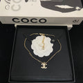Double-C Emblem Pendant Necklace in Polished Metal-Tone – Design 037 main product view