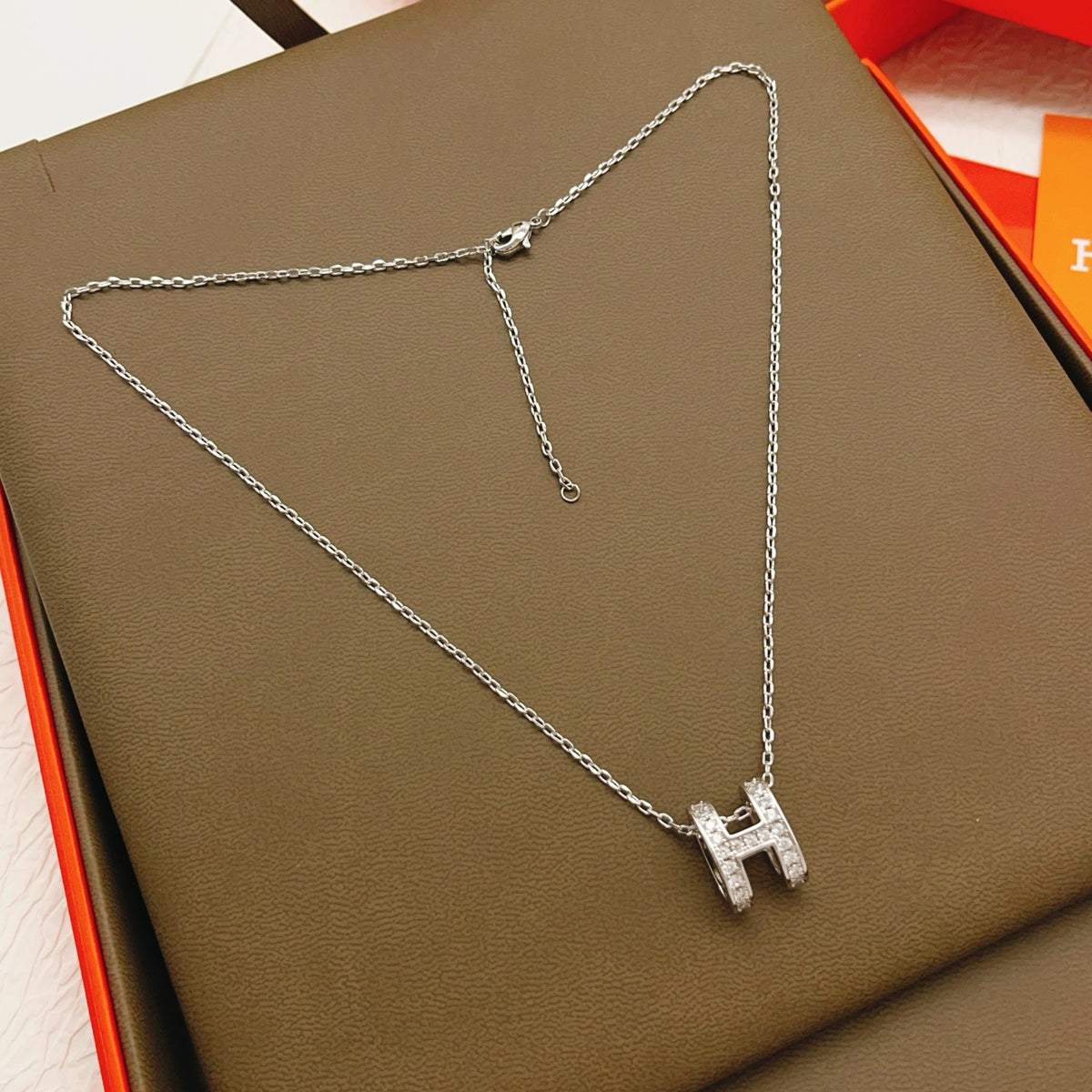 Letter Pendant Necklace in Silver-Tone close-up detail