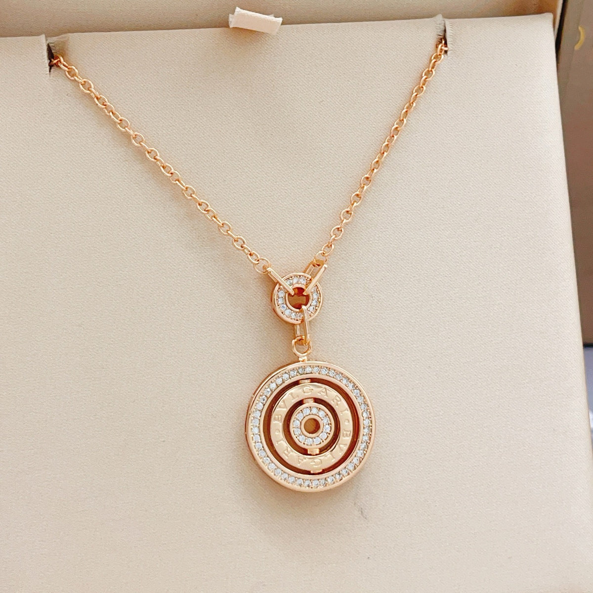 Geometric Emblem Pendant Necklace in Rose-Gold-Tone – Rose Gold Detail – Design 003 main product view