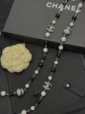 Double-C Emblem Pearl-Detail Pendant Necklace – Pearl Detail – Design 017 main product view
