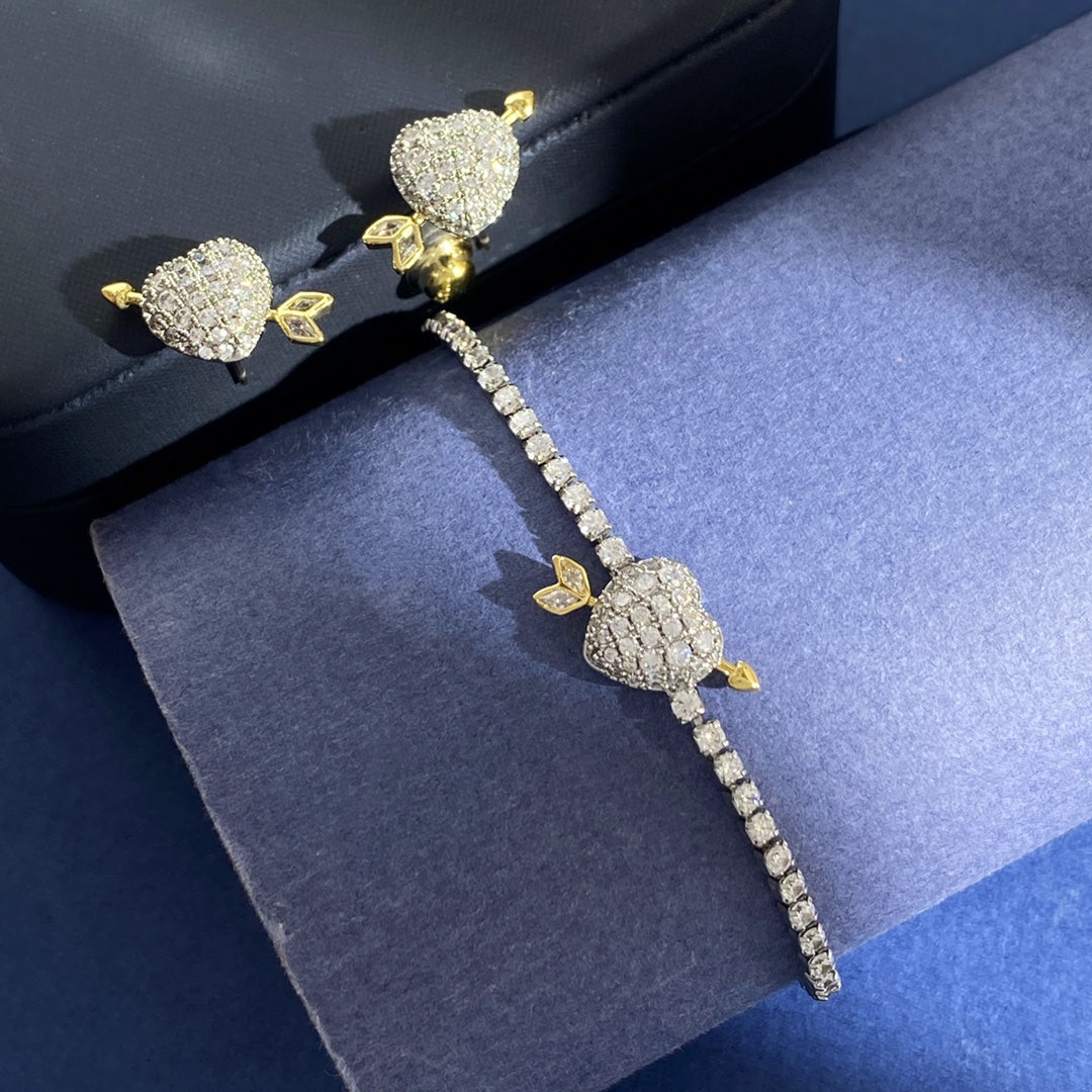 Heart Stud Earrings in Polished Metal-Tone detail view