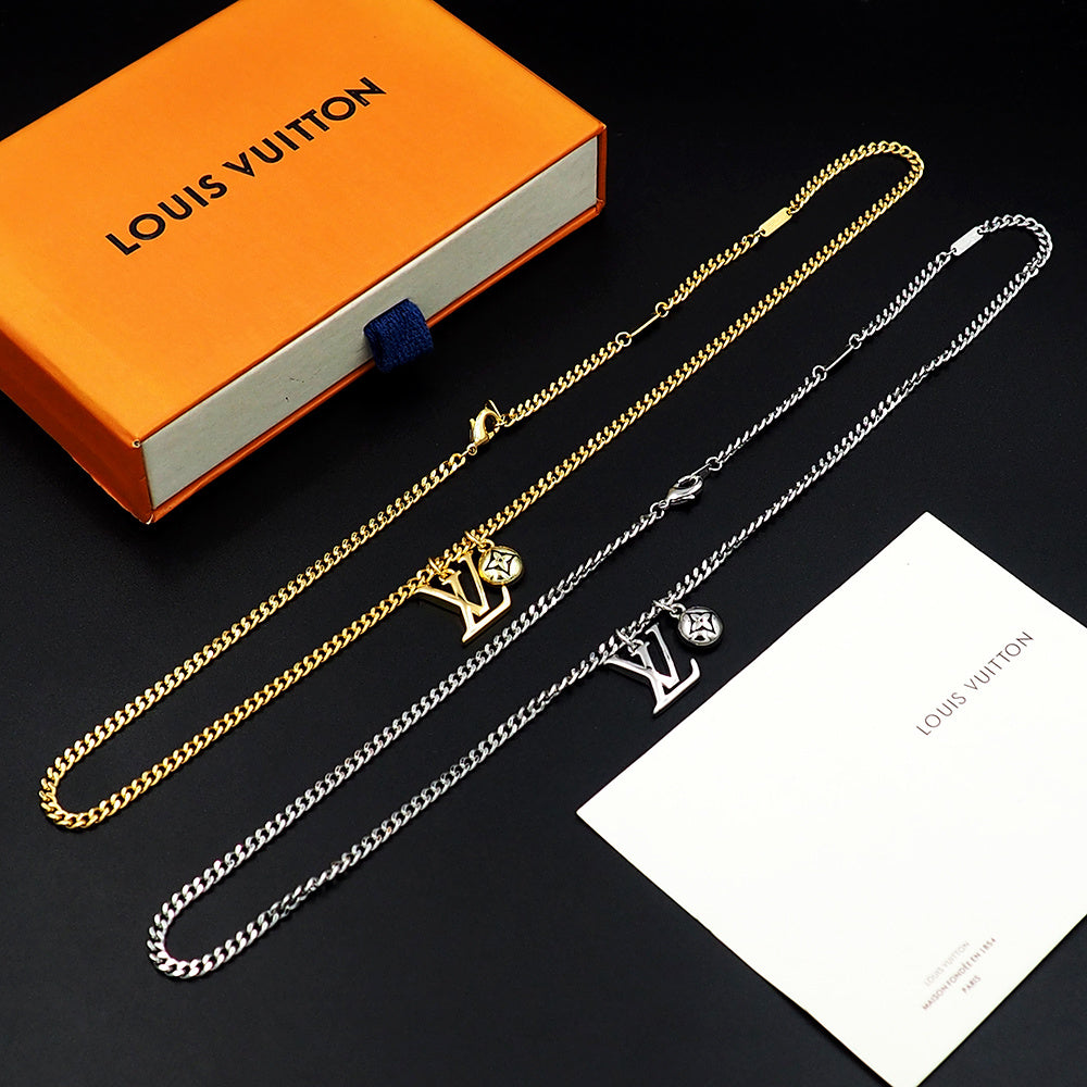 Geometric Emblem Pendant Necklace in Polished Metal-Tone – Design 027 front product view