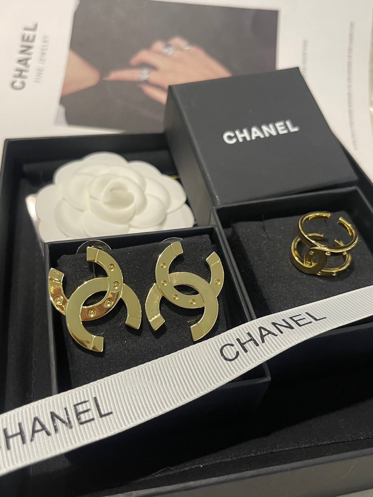 Double-C Emblem Statement Ring in Polished Metal-Tone – Design 005 detail view