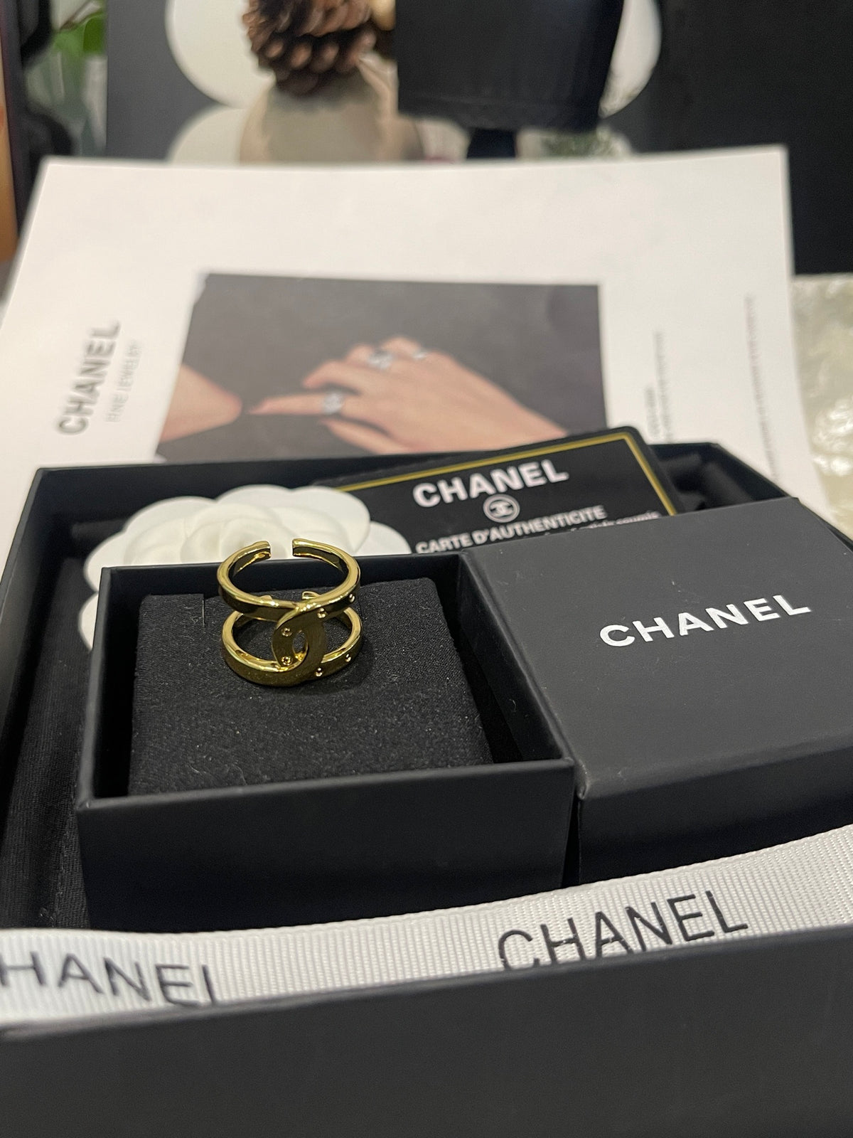 Double-C Emblem Statement Ring in Polished Metal-Tone – Design 005 main product view