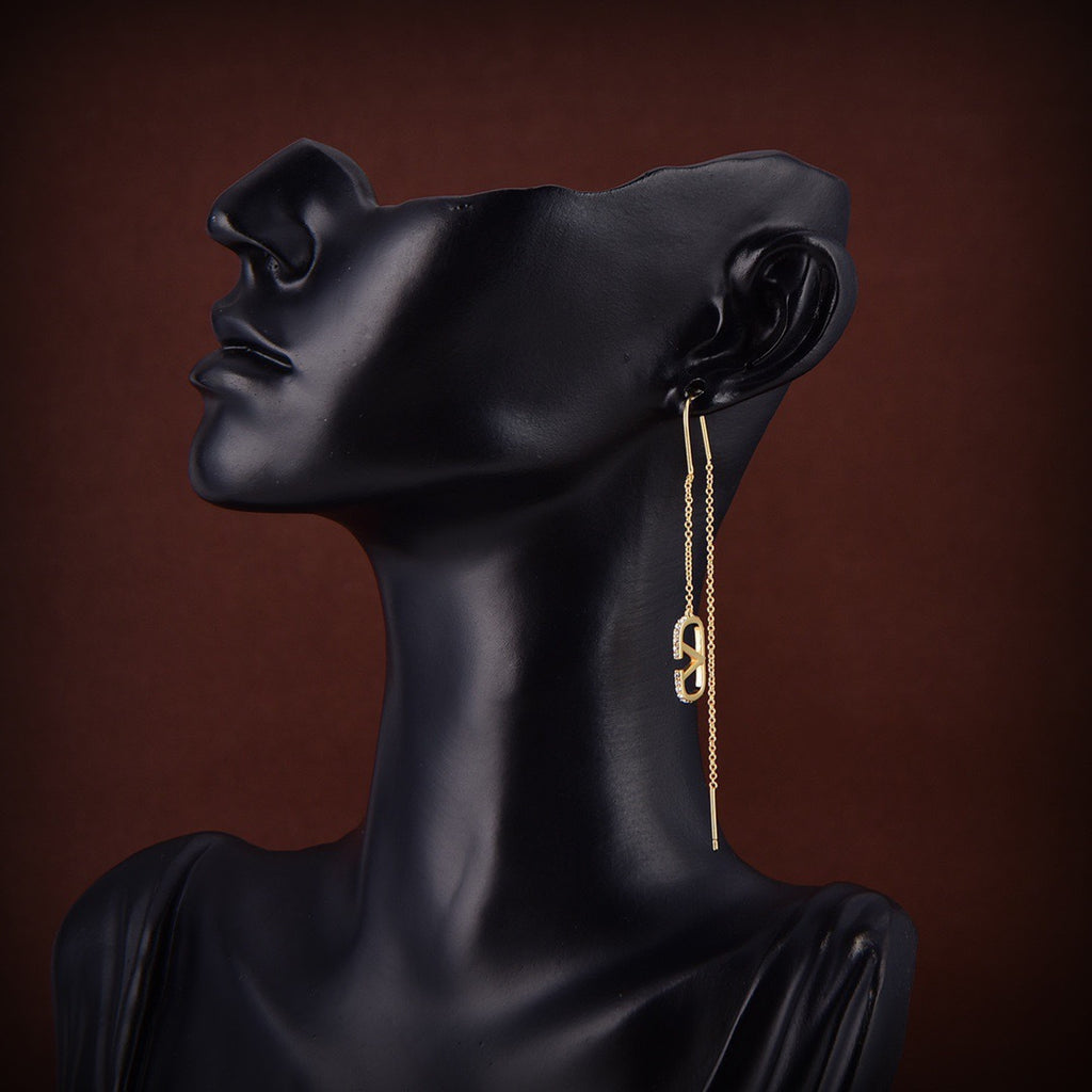 Signature Emblem Stud Earrings in Gold-Tone – Design 11 main product view