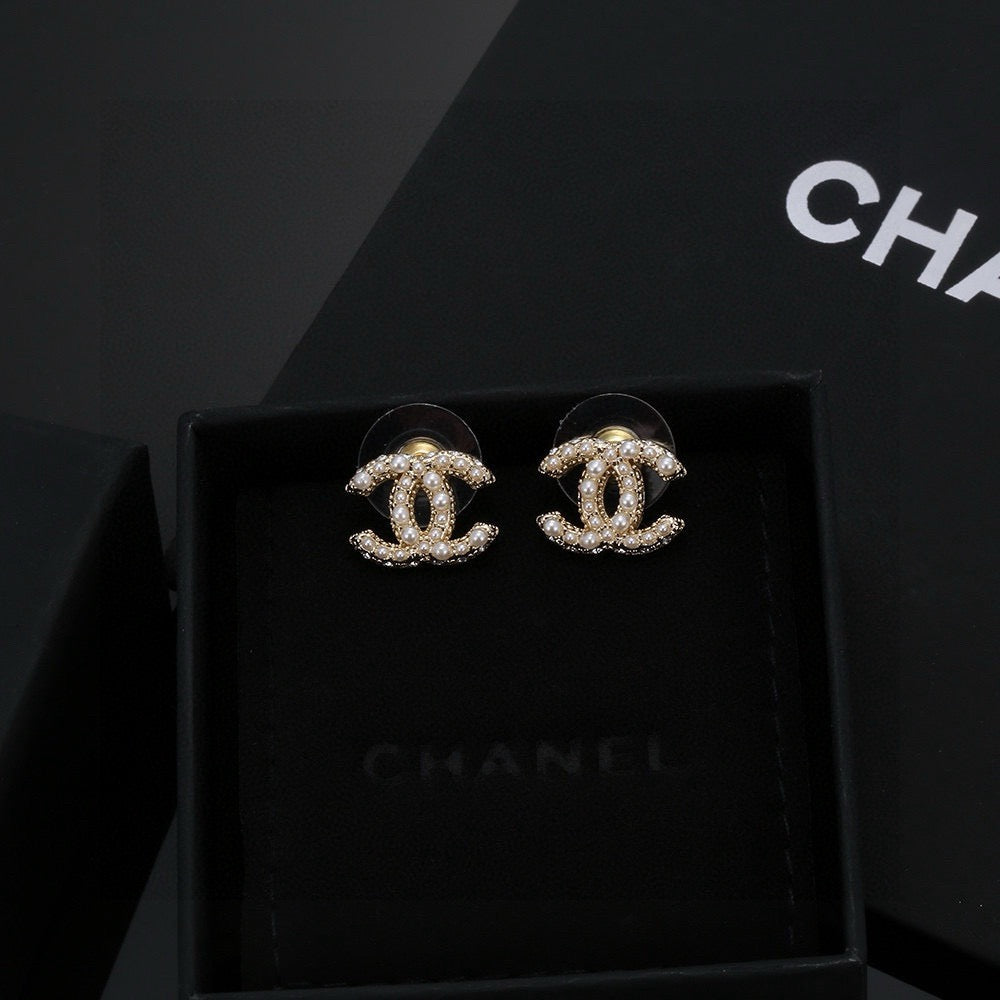 Signature Emblem Stud Earrings in Silver-Tone – Design 016 front product view