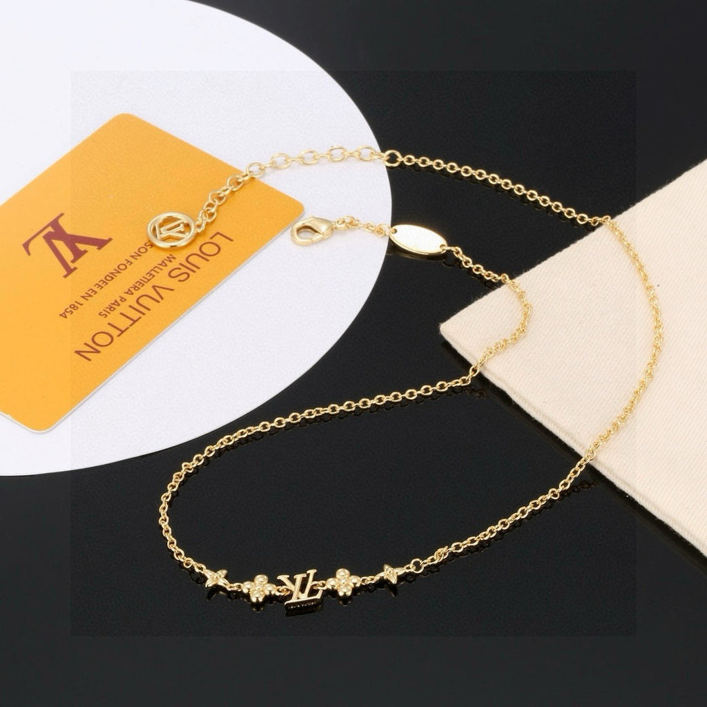 Letter Emblem Pendant Necklace in Polished Metal-Tone – Design 011 main product view