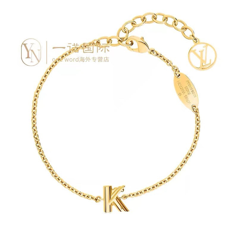 Letter Emblem Bracelet in Polished Metal-Tone – Design 024 main product view