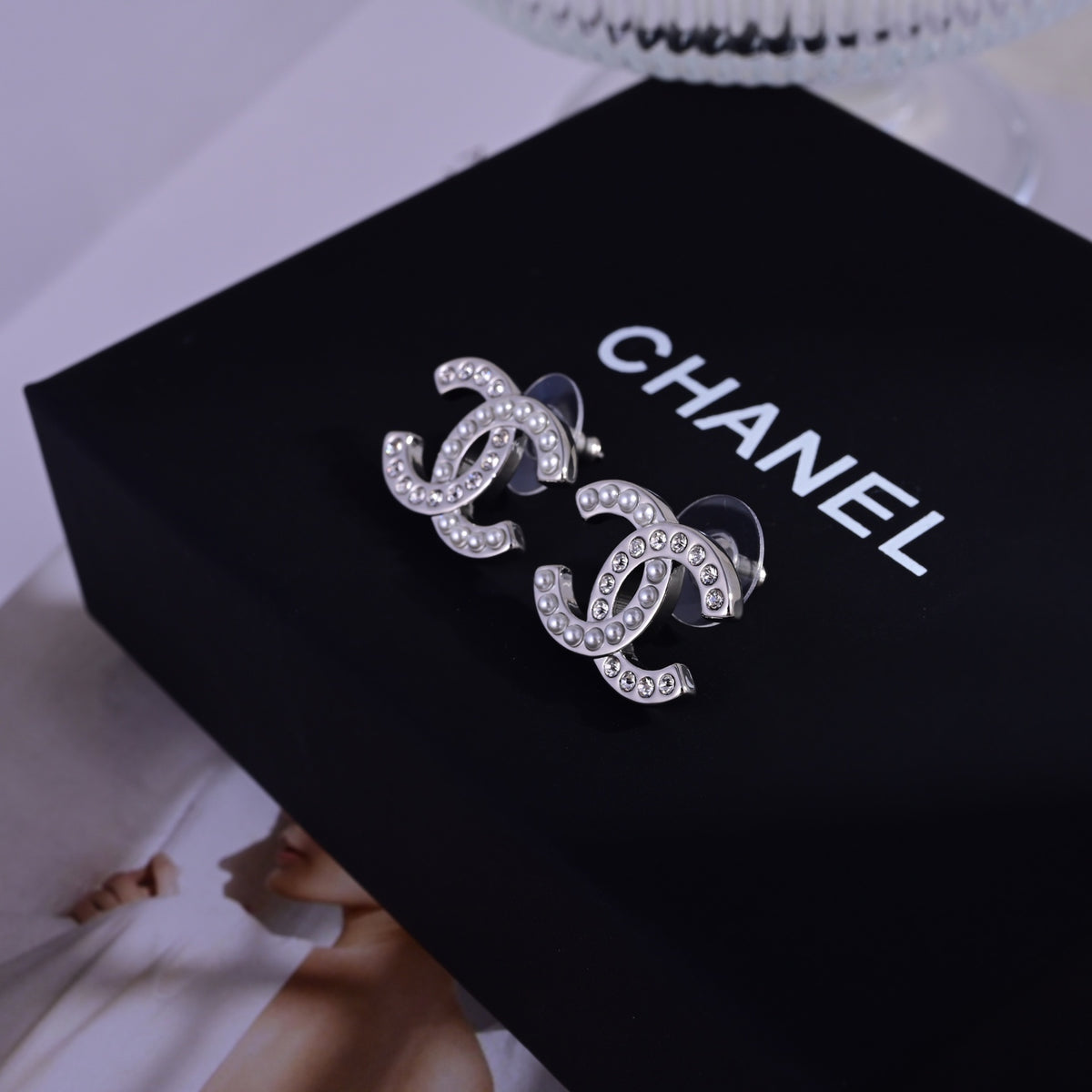 Signature Emblem Stud Earrings in Polished Metal-Tone – Design 031 front product view