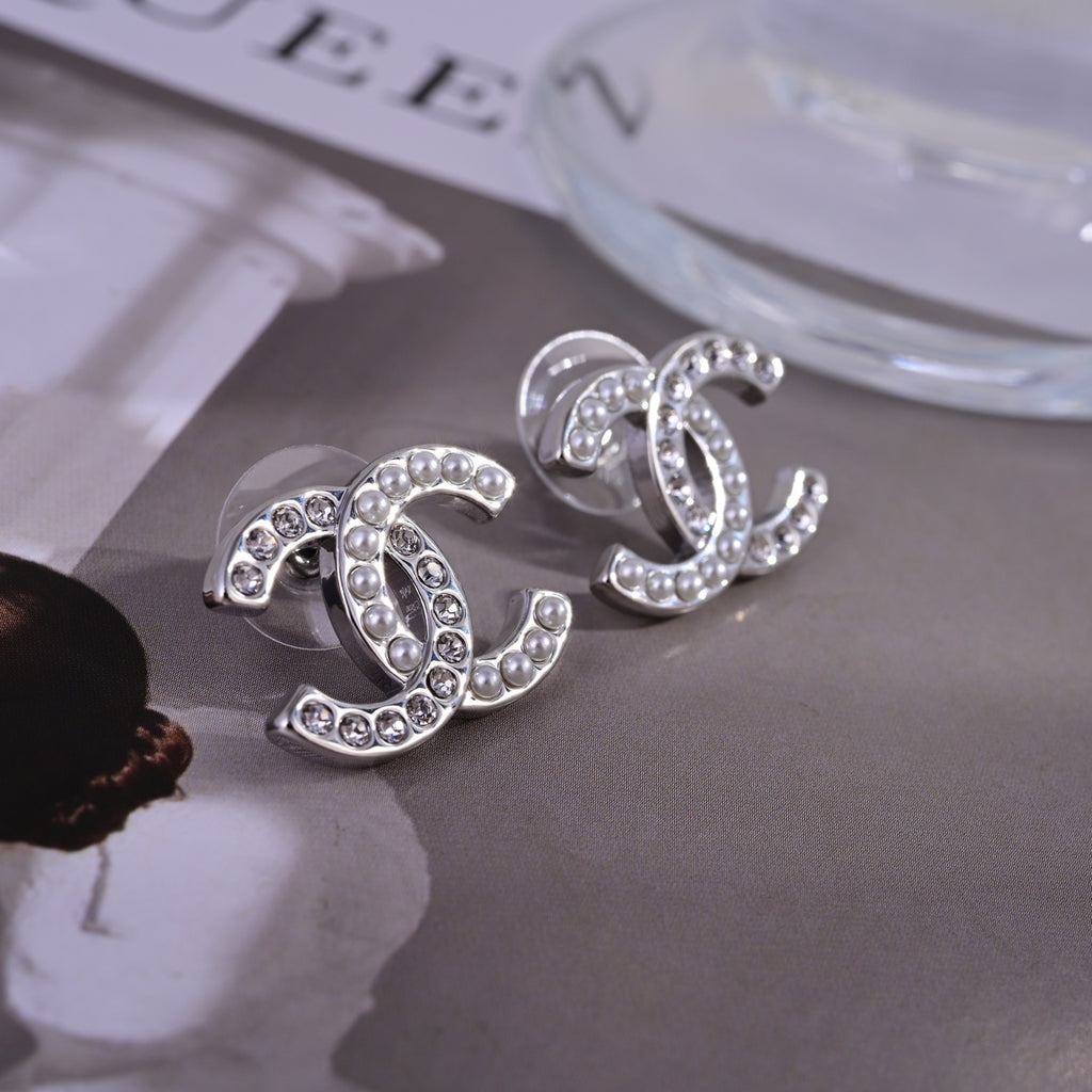 Signature Emblem Stud Earrings in Polished Metal-Tone – Design 031 side detail