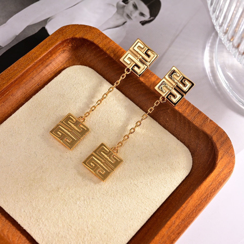 Signature Emblem Stud Earrings in Polished Metal-Tone – Design 030 styled product view