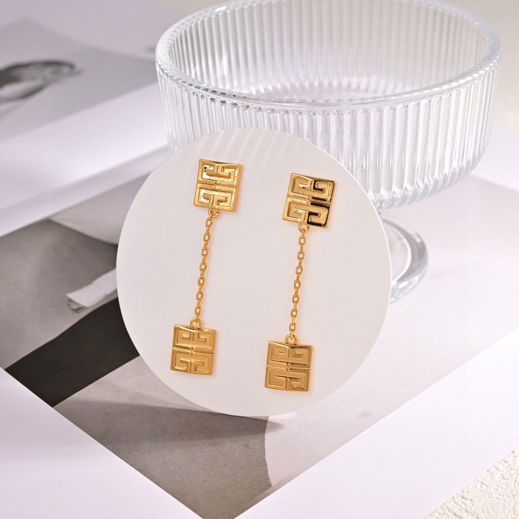 Signature Emblem Stud Earrings in Polished Metal-Tone – Design 030 main product view