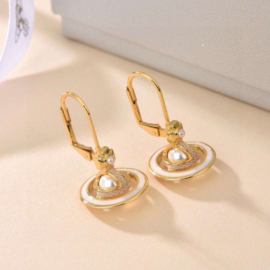 Orb Stud Earrings in Polished Metal-Tone – Design 013 detail view