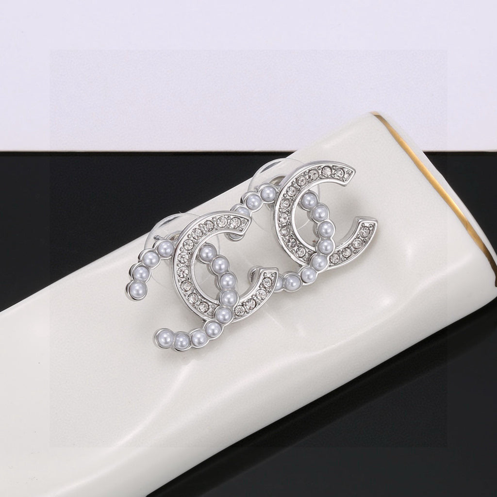 Signature Emblem Stud Earrings in Polished Metal-Tone – Design 008 main product view