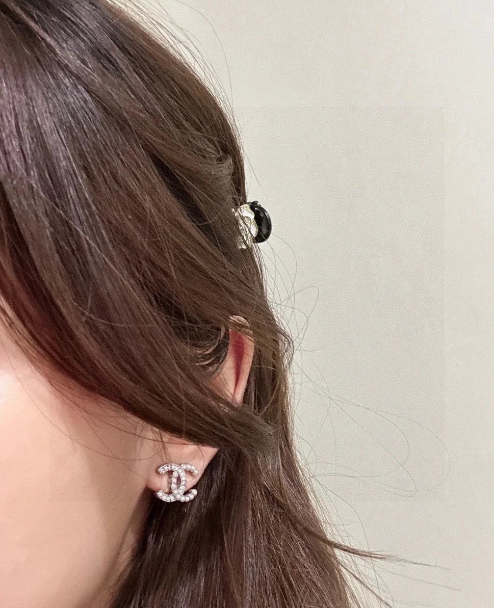 Signature Emblem Stud Earrings in Polished Metal-Tone – Design 008 styled product view