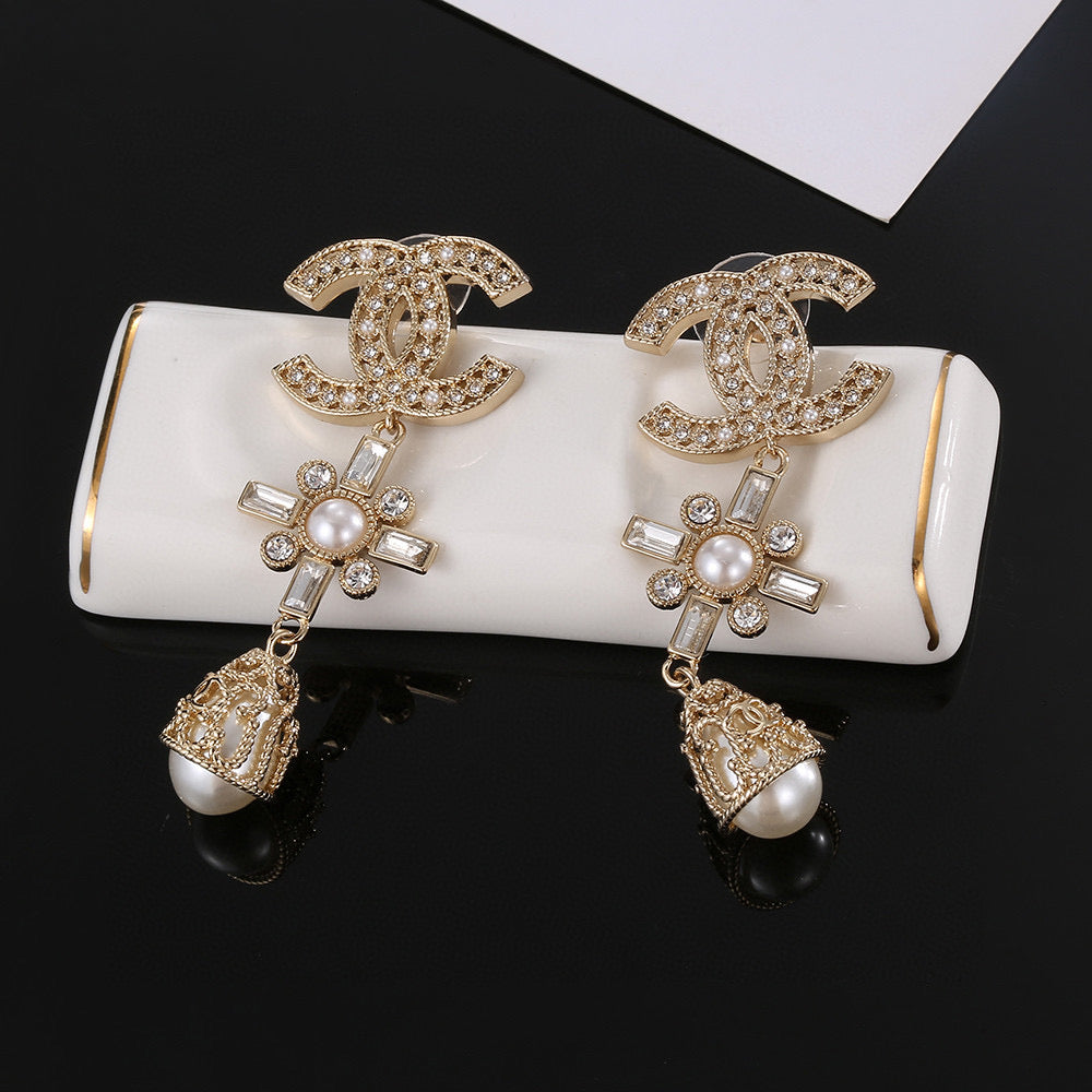 Signature Emblem Stud Earrings in Gold-Tone – Design 006 side detail