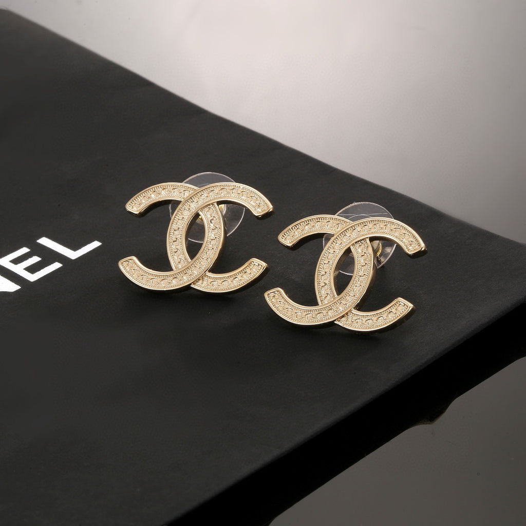 Signature Emblem Stud Earrings in Silver-Tone – Design 003 detail view