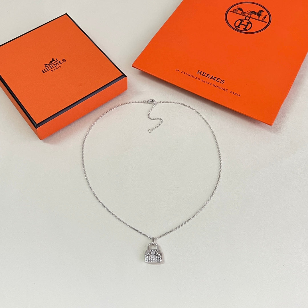 Horse Pendant Necklace in Polished Metal-Tone – Design 005 front product view