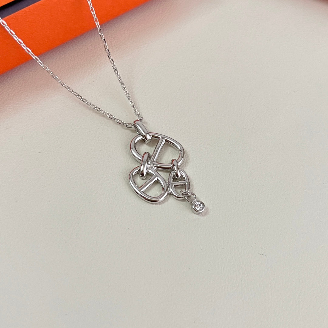 Toggle Pendant Necklace in Polished Metal-Tone – Toggle Detail – Design 012 styled product view