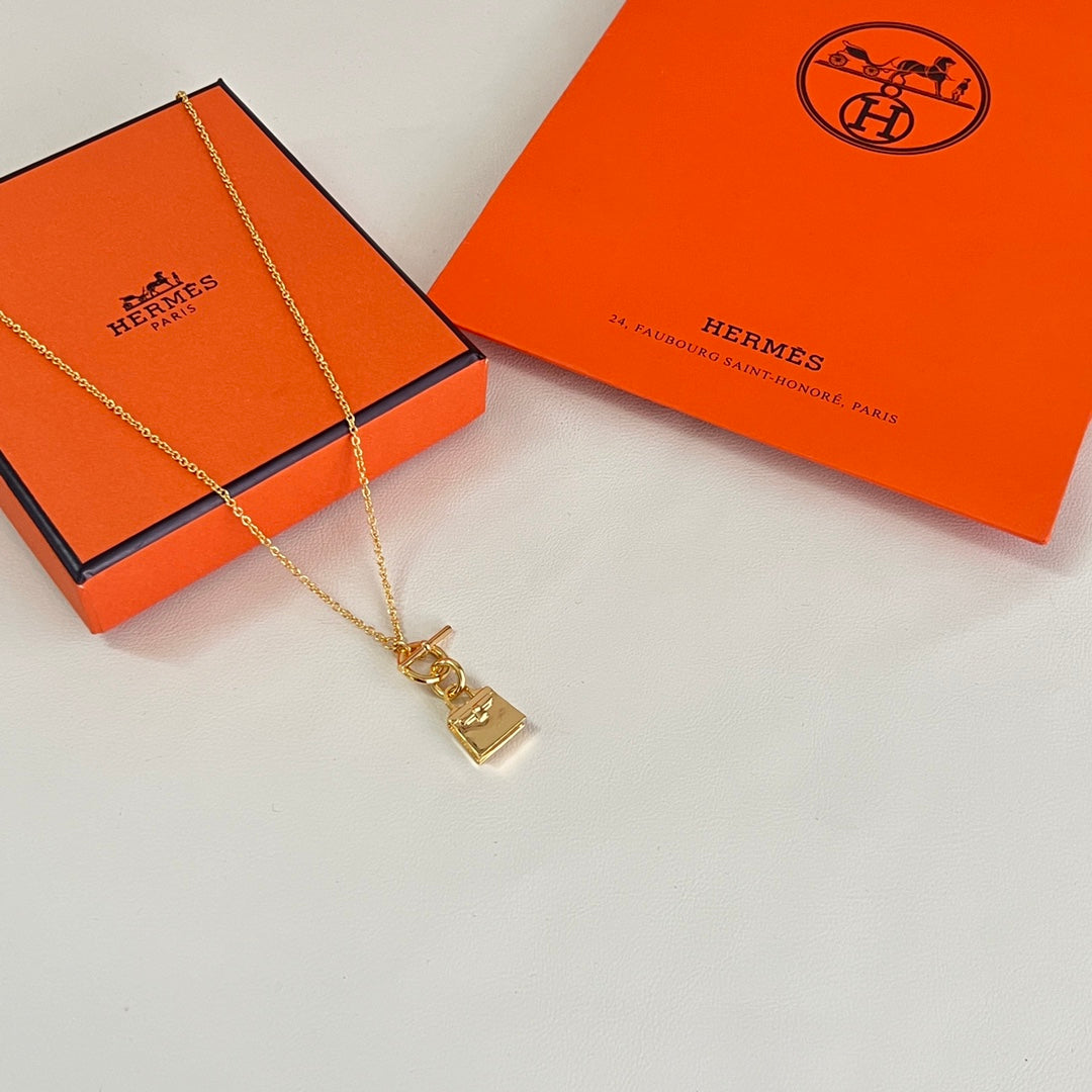 Horse Pendant Necklace in Polished Metal-Tone – Design 008 main product view