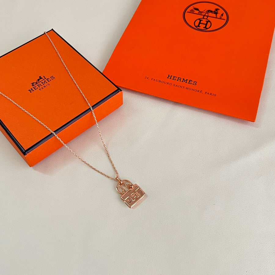 Horse Pendant Necklace in Polished Metal-Tone – Design 010 main product view