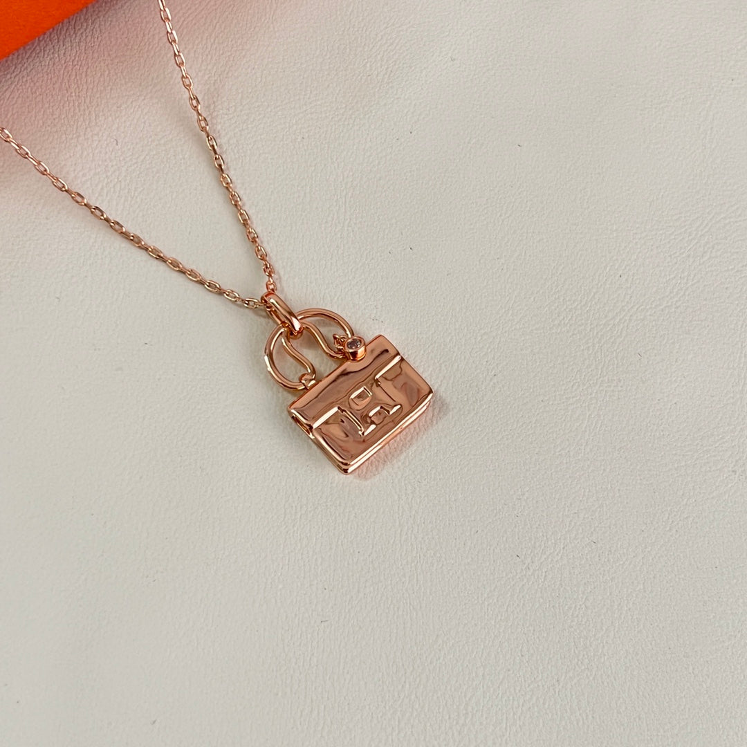 Horse Pendant Necklace in Polished Metal-Tone – Design 010 styled product view