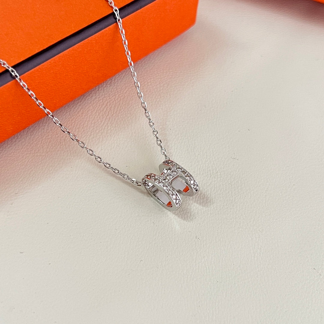 Horse Pendant Necklace in Polished Metal-Tone – Design 012 styled product view
