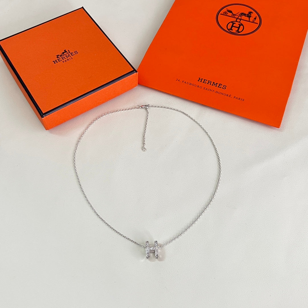 Horse Pendant Necklace in Polished Metal-Tone – Design 012 front product view