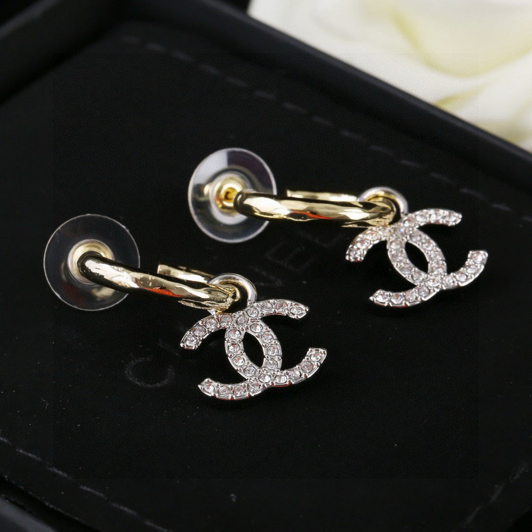 Signature Emblem Statement Earrings in Polished Metal-Tone – Design 009 detail view