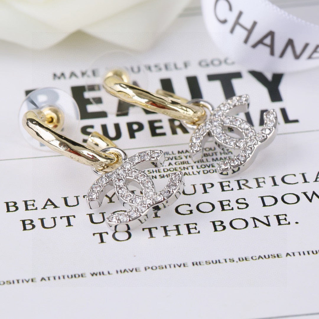 Signature Emblem Statement Earrings in Polished Metal-Tone – Design 009 front product view