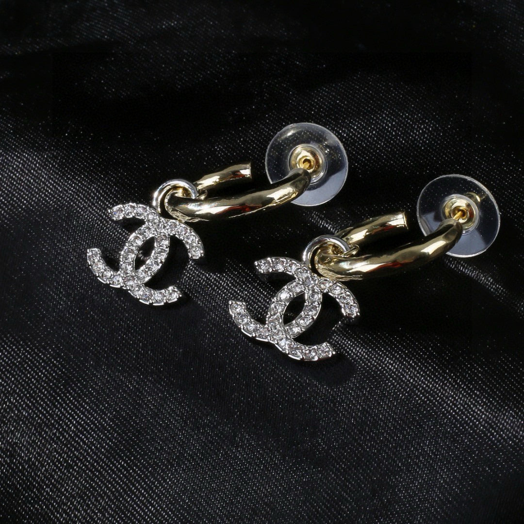Signature Emblem Statement Earrings in Polished Metal-Tone – Design 009 styled product view