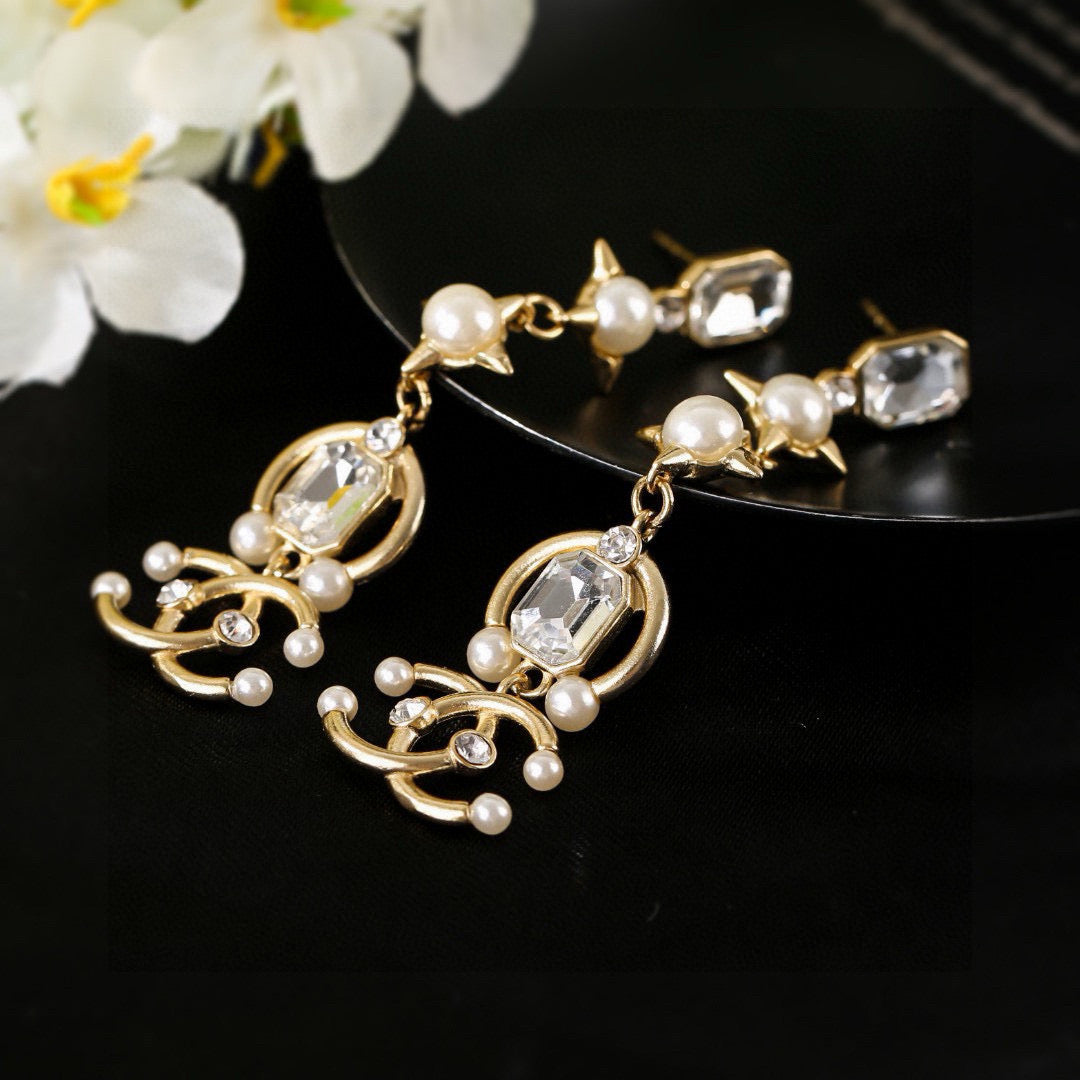 Signature Emblem Statement Earrings in Polished Metal-Tone – Design 006 detail view