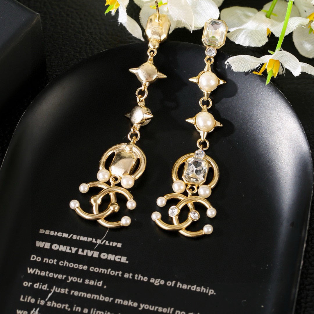 Signature Emblem Statement Earrings in Polished Metal-Tone – Design 006 close-up detail